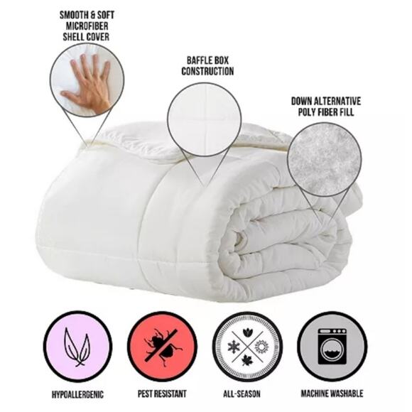 ALL-SEASON KING SOFT BRUSHED MICROFIBER DOWN ALTERNATIVE COMFORTER ELLA JAYNE - Picture 3 of 4
